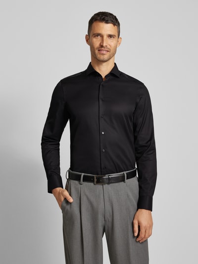 Eterna Koszula biznesowa o kroju slim fit z diagonalu Czarny 4