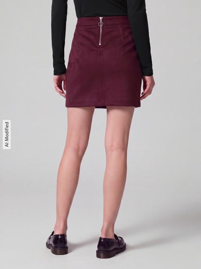VERO MODA Uitlopende mini-rok van puur katoen model 'DONNADINA' Donkerrood - 5