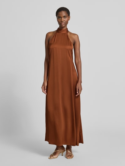 Samsøe Samsøe Długa sukienka z wiązaniem na szyi model ‘SANETTLE’ Koniakowy 4