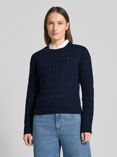 Tommy Hilfiger Slim Fit Strickpullover aus reiner Baumwolle Marine 4