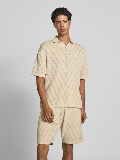 Pegador Strick-Poloshirt mit Label-Stitching Modell 'Canva' Offwhite 4