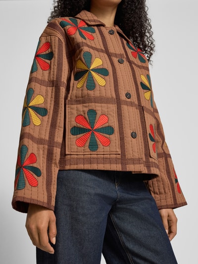 Jake*s Casual Kurtka w stylu patchworkowym z wykładanym kołnierzem Średniobrązowy 3