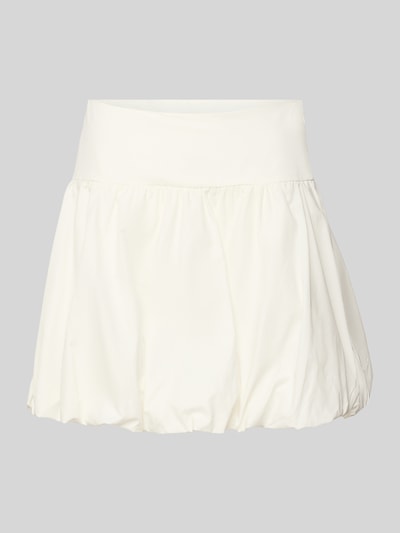 Produktfoto, Bubble Skirt mit seitlichem Reißverschluss Modell 'Elou' von OH APRIL in Weiß, ausgestellter Schnitt, Reine Baumwolle, Minirock, strukturierte Oberfläche, Bundweite 35 cm, Gesamtlänge 40 cm, Größe S.