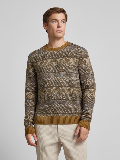 Casual Friday Gebreide pullover met ribboorden, model 'Klaes' Olijfgroen - 4