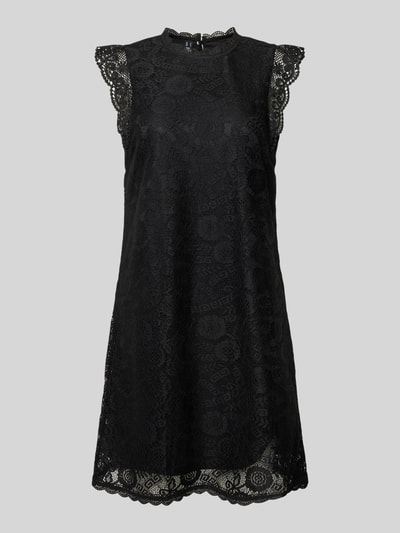 Pieces Sukienka z koronki o kroju regular fit z falistym brzegiem model ‘OLLINE’ Czarny 2