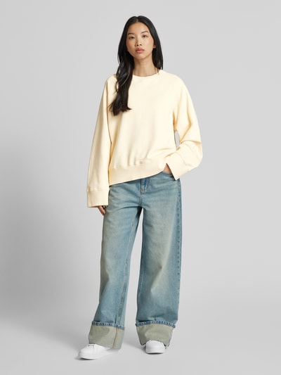 Jake*s Casual Oversized Sweatshirt mit Raglanärmeln Hellgelb 1