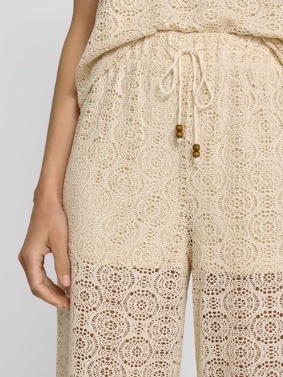 Vero Moda Wijde broek van kant, model 'MAYA' Offwhite - 3