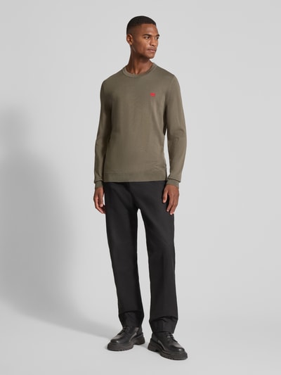 HUGO Regular fit gebreide pullover van puur katoen, model 'SAN CASSIUS' Taupe - 1