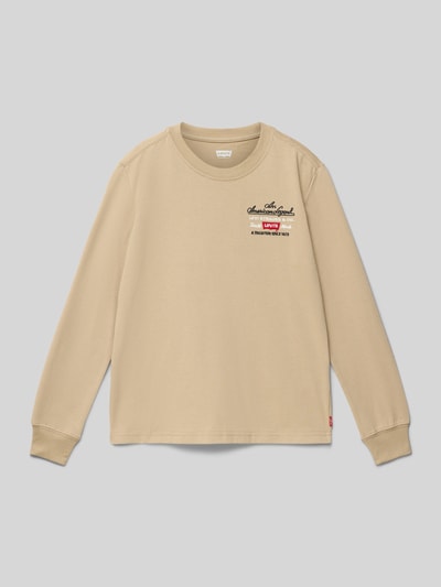 Levi’s® Kids Shirt met lange mouwen, ronde hals en labelstitching Zand - 1