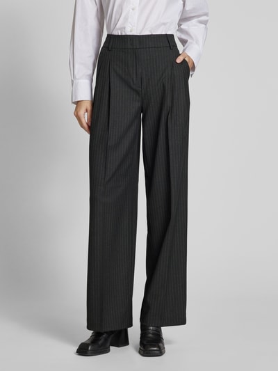 Christian Berg Woman Selection Wide leg bandplooibroek met persplooien Antraciet - 4