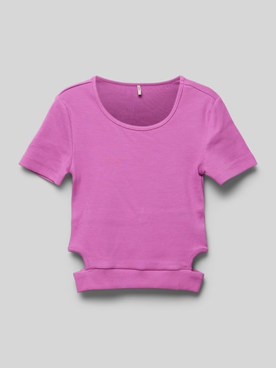 Only T-Shirt mit Feinripp Modell 'NESSA' Pink 1