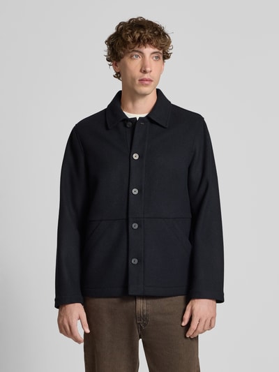 Marc O'Polo Denim Regular Fit Wolljacke mit Umlegekragen Marine 4