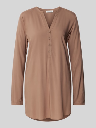 Christian Berg Woman Regular fit blouse met tuniekkraag Middenbruin - 2