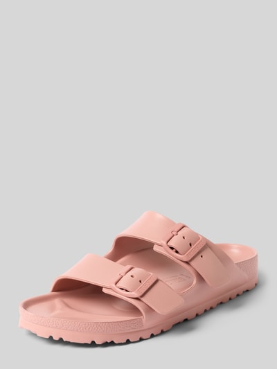 Produktfoto, Sandalette mit Riemen Modell 'ARIZONA EVA' von Birkenstock in Rosa, profilierte Sohle, strukturierte Oberfläche, 4 cm Absatz