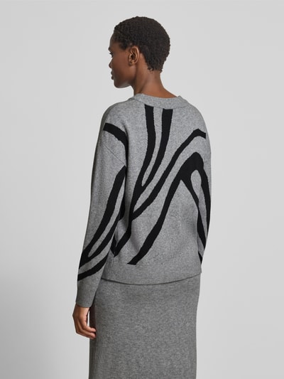 Vila Sweter z dzianiny z mieszanki wiskozy z okrągłym dekoltem Średnioszary 5