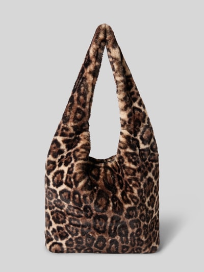 monari Handtasche aus Kunstfell in Leo-Optik Mittelbraun 4