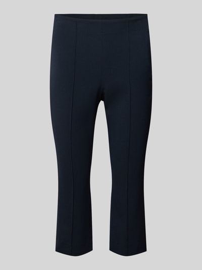 Produktfoto, Caprihose mit Längsnähten von Rich & Royal in Dunkelblau, Slim Fit, Viskose-Mix, glatte Textur, sichtbare Längsnähte, Reißverschluss