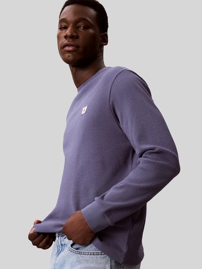 Calvin Klein Jeans Bluzka z długim rękawem o kroju regular fit z mieszanki bawełny Jeansowy niebieski 1