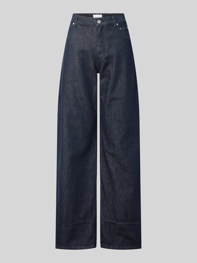 Produktfoto, Wide Leg Jeans im 5-Pocket-Design Modell 'Emelie' von OH APRIL aus Reine Baumwolle in dunklem Denim, Bundweite 39 cm, Innenbeinlänge 88 cm, Größe S