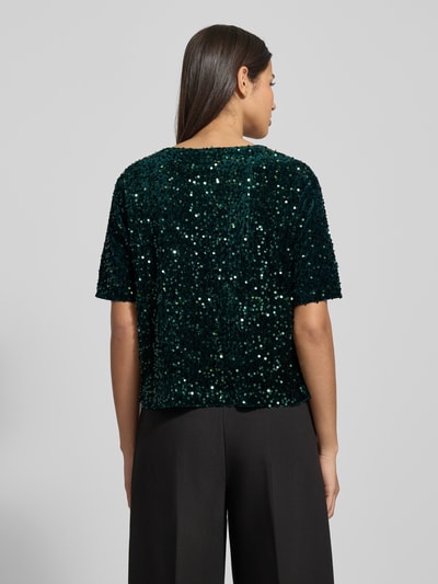 Brax T-shirt o kroju relaxed fit z cekinowym obszyciem na całej powierzchni model ‘Cara’ Ciemnozielony 5