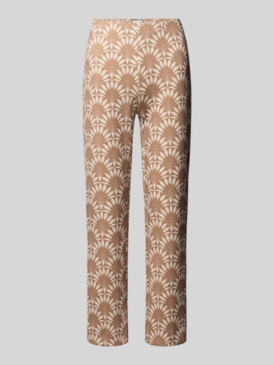 Produktfoto, Stoffhose mit Stretch-Anteil Modell 'CINDY' von SEDUCTIVE, braun-beiges Muster, Körpernahe Passform, Elastischer-Material-Mix