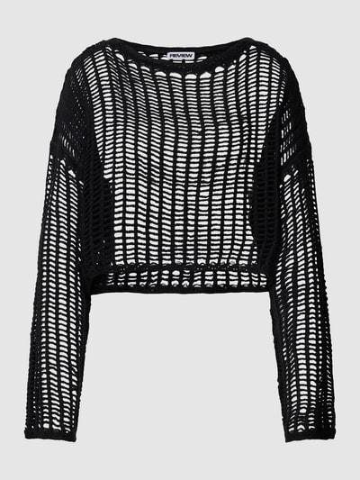 Review Crop Strickpullover FISHNET Black 2