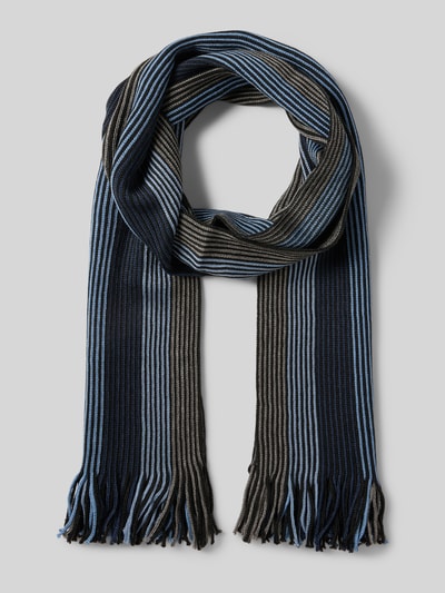 Christian Berg Men Sjaal met franjes Marineblauw - 1