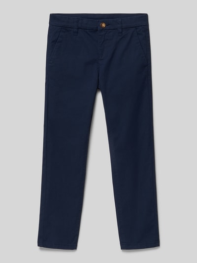 Produktfoto, Hose mit Eingrifftaschen von Mayoral in Dunkelblau, Baumwoll-Elasthan-Mix, Regular Fit, sichtbare Nähte, glatte Textur.