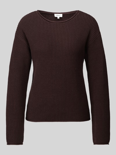 s.Oliver RED LABEL Relaxed Fit Strickpullover aus Baumwoll-Mix Dunkelbraun 2