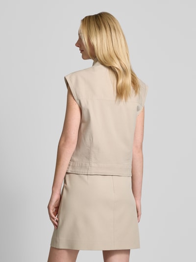 s.Oliver RED LABEL Relaxed fit gilet in twill met staande kraag Beige - 5