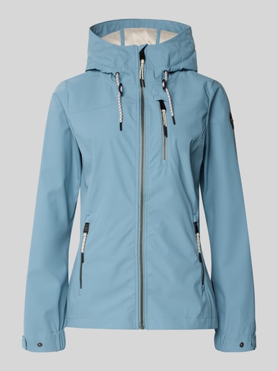 Productfoto, lichtblauwe damesjack met capuchon, ritsen en steekzakken, Jacke mit 10.000 mm Wassersäule Modell 'GS111' van G.I.G.A. DX, slim fit, 69 cm ruglengte, 39 cm schouderbreedte, 44 cm borstwijdte, 65 cm mouwlengte, fijne structuur