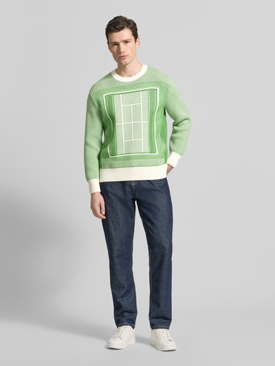Lacoste Regular Fit Strickpullover aus Baumwoll-Mix Modell 'TENNIS COURT' Gruen 1