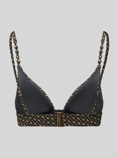 Produktfoto, Bikini-Oberteil mit Label-Detail Modell 'PEARL' von BOSS, schwarzes B-Monogramm-Muster, schmale Träger, Stretchmaterial
