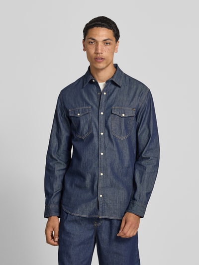 JACK & JONES Koszula casualowa o kroju slim fit z kołnierzykiem typu kent model ‘ESHERIDAN’ Ciemnoniebieski 4