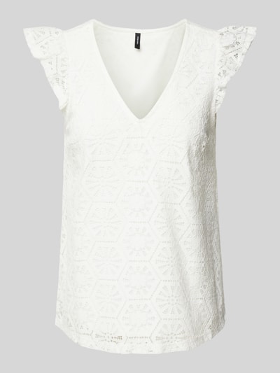 Vero Moda Top bluzkowy z efektem podpalania model ‘HONEY LULU’ Biały 2
