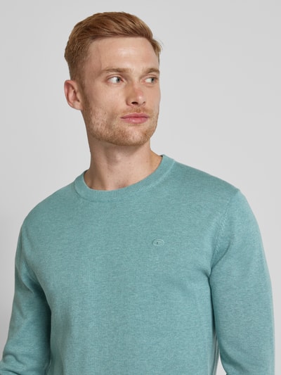 Tom Tailor Gebreide pullover met labelstitching, model 'BASIC' Mintgroen - 3