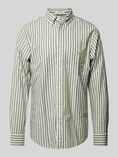 Gant Regular Fit Freizeithemd mit Streifenmuster Oliv 1