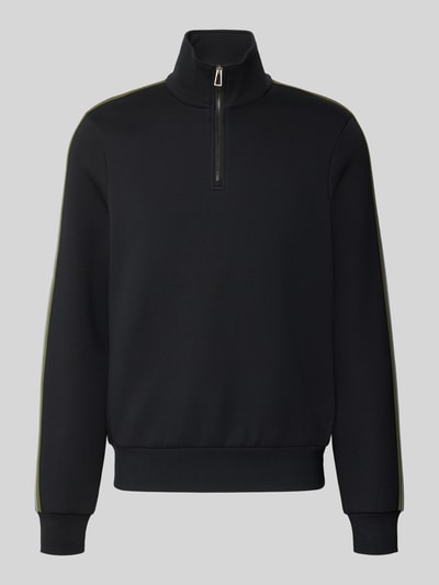 Produktfoto, Sweatshirt aus Baumwoll-Mix von Paul Smith in Schwarz mit Troyer-Kragen, lockerer Passform und elastischen Abschlüssen.