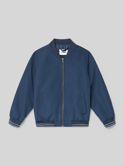 Produktfoto, Regular Fit Blouson mit zij-ingrijpzakken van s.Oliver RED LABEL, look: effen, collegekraag, ritssluiting, contraststrepen, lange mouwen, geribde mouwboorden, geribde rompzoom