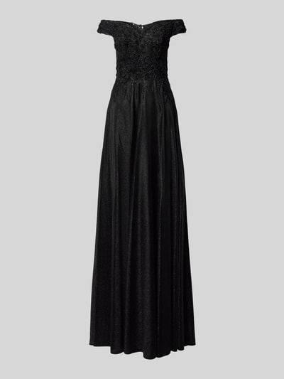 Unique Off-Shoulder-Kleid mit Spitzenbesatz Black 1