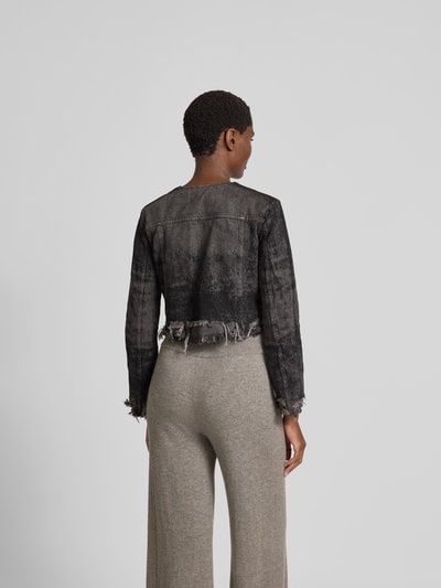 Diesel Cropped Jeansjacke mit Brusttaschen Dunkelgrau 5