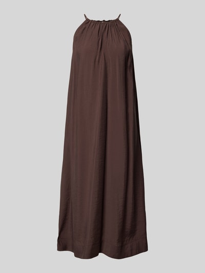Produktfoto, Midikleid mit rückseitigem Schlüselloch-Ausschnitt van OPUS, dames midi-jurk van micromodalmix loose fit in bruin, model 'Widala', ronde hals met plooien, zij-steekzakken, ruglengte maat 36: 113 cm, borstwijdte maat 36: 48 cm