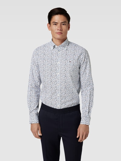 Tommy Hilfiger Regular fit zakelijk overhemd met all-over motief Marineblauw - 4