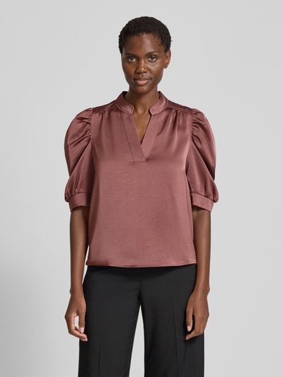 Neo Noir Regular fit blouseshirt met pofmouwen, model 'Roella' Oudroze - 4