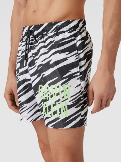 Calvin Klein Underwear Badehose mit Label-Print Modell 'MEDIUM' Weiss 3