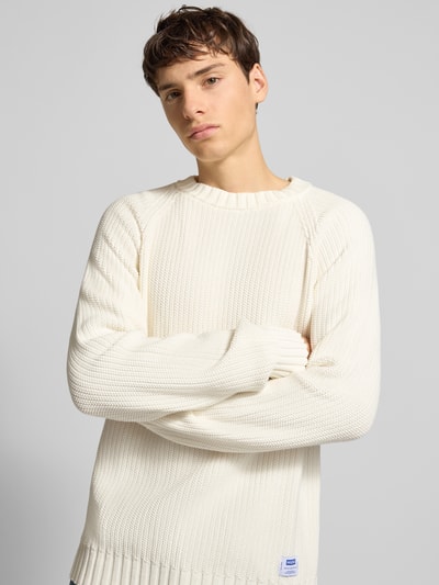 Hugo Blue Regular Fit Strickpullover aus reiner Baumwolle Modell 'SONNEE' Offwhite 3