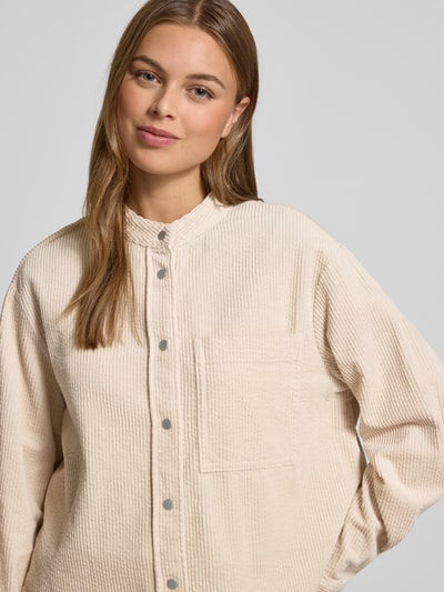OPUS Bluzka koszulowa o kroju relaxed fit z kieszenią na piersi model ‘Falve’ Beżowy 3