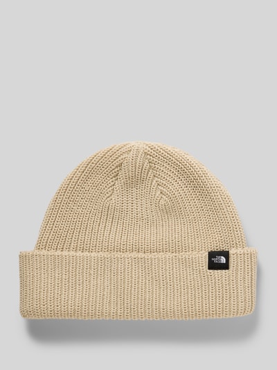 The North Face Strickmütze mit breitem Umschlag und Label-Detail Beige 1