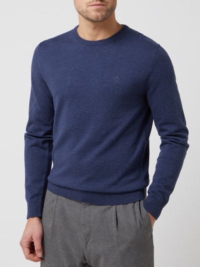 MCNEAL Sweter z bawełny model ‘Santo’ Ciemnoniebieski melanż 4