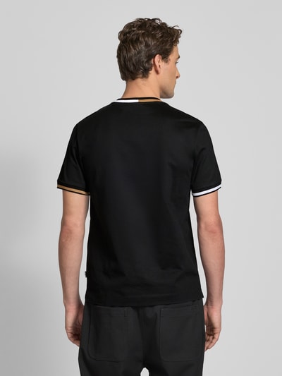 BOSS T-Shirt mit gerippten Abschlüssen Modell 'Thompson' Black 5